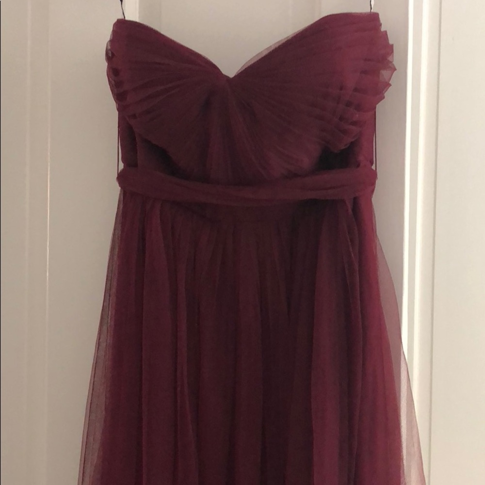 Jenny Yoo Annabelle burgundy luxe chiffon gown
